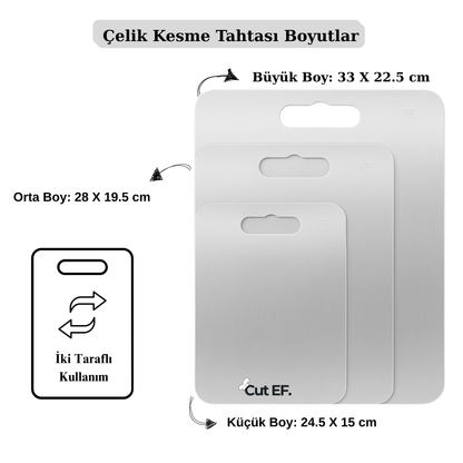 CUT EF Paslanmaz Çelik Kesme Tahtası